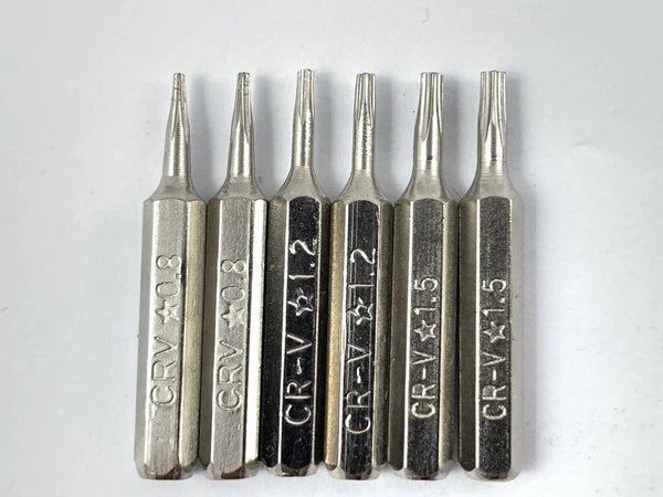 6 PCS Pentalobe Screwdriver Bits Set P2 P5 P6 5-Point 5-Star 0.8 mm 1.2 1.5 Torx