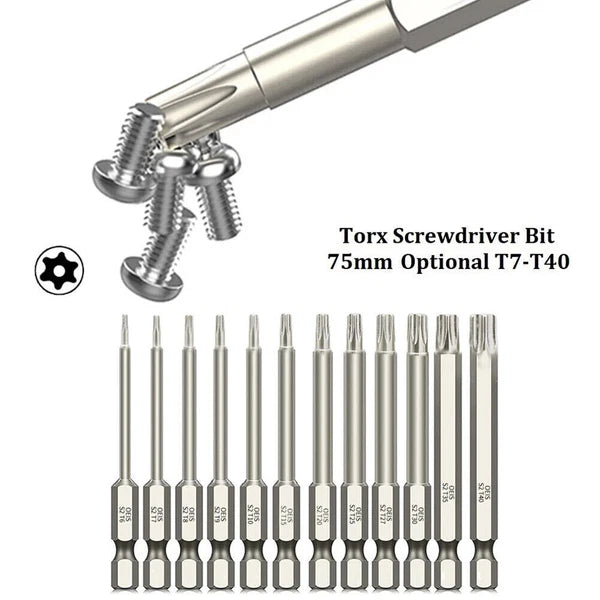 11Pcs T7-T40 Magnetic Head Torx Screwdriver Bit Set Security Tamper Proof Star