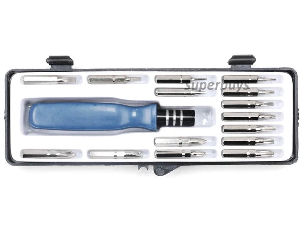 16pc Set Screwdriver Torx Plus Phillips Flat Spanner Awl Reset Pin Shape Bit Kit