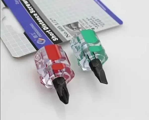 Mini Ultra Short Stubby Screwdriver Set 2 Pieces 1 Phillips, 1 Flat