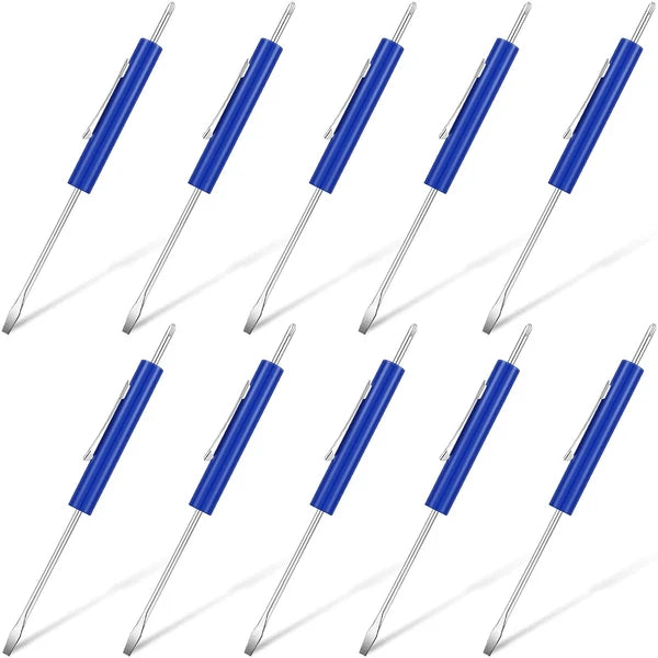 10 Pieces Pocket Screwdriver Set with Clip Double End and Slotted Two use Screwd