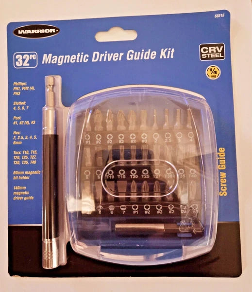 Magnetic driver guide kit 32pc mix screwdriver attachments for drill