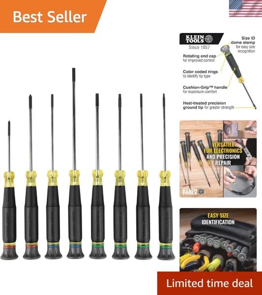 8-Piece Mini Precision Screwdriver Set with Cushion-Grip Handles for Electronics