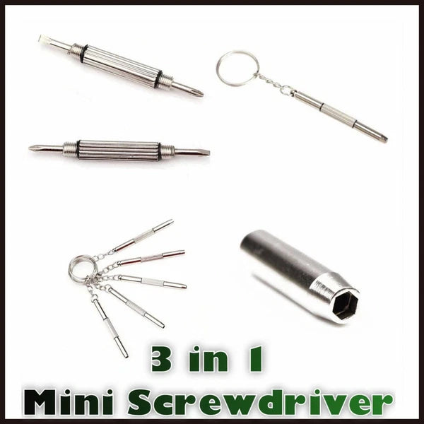 2 X 3in1 Mini Screwdriver Tool Repair set keyring for Watch,Glasses,CellPhone uk