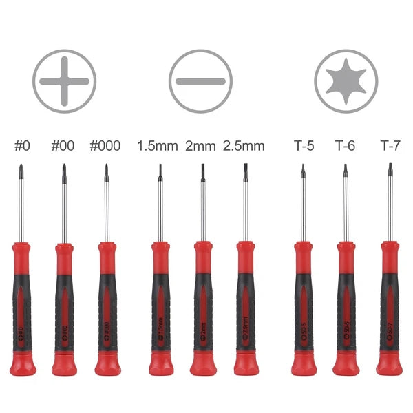 9-Piece Precision Screwdriver Set | Phillips #0, #00, #000 | Flat 1.5mm, 2.0m...
