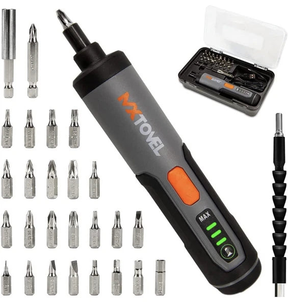 MX Tovel Hand Electric Screwdriver Kit - 4V Cordless Electric Screwdriver 26pc