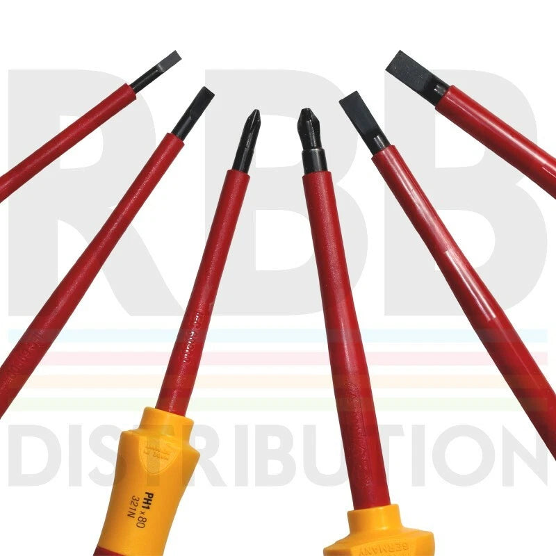 Wiha 00833 Phillips Slotted Screwdriver Set 6pcs VDE Electrician SoftFinish Grip