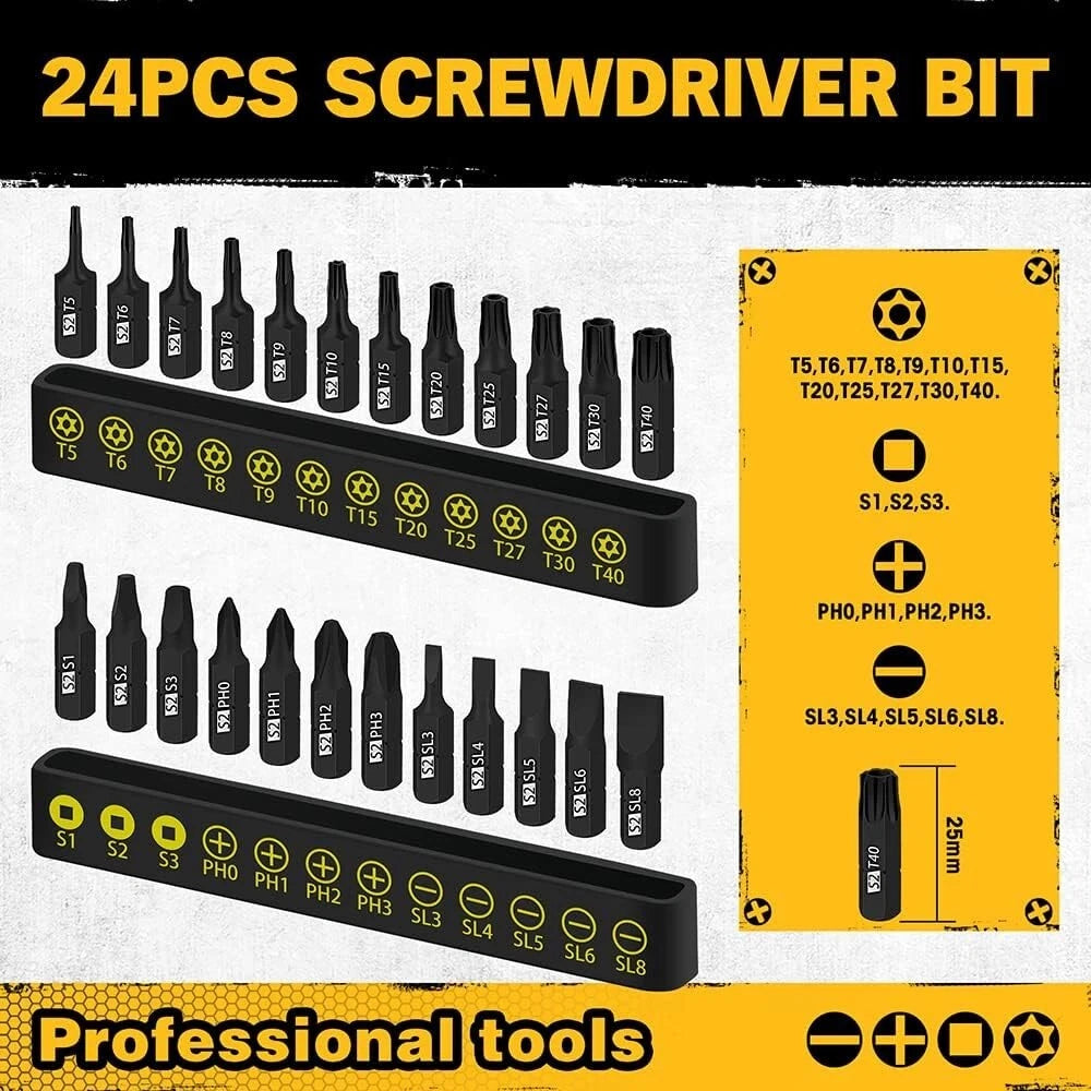 26-Piece Magnetic Screwdriver & Bit Set - Strong Magnetic Bit Holder and Screwdr