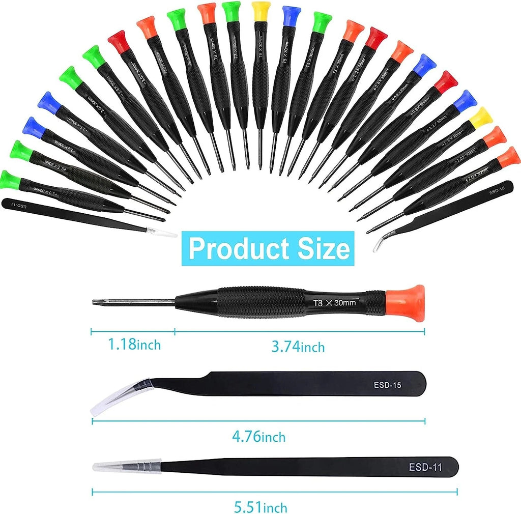 Precision Screwdriver Set, 25Pcs Small Screwdrivers Set Magnetic W/ Torx Flat