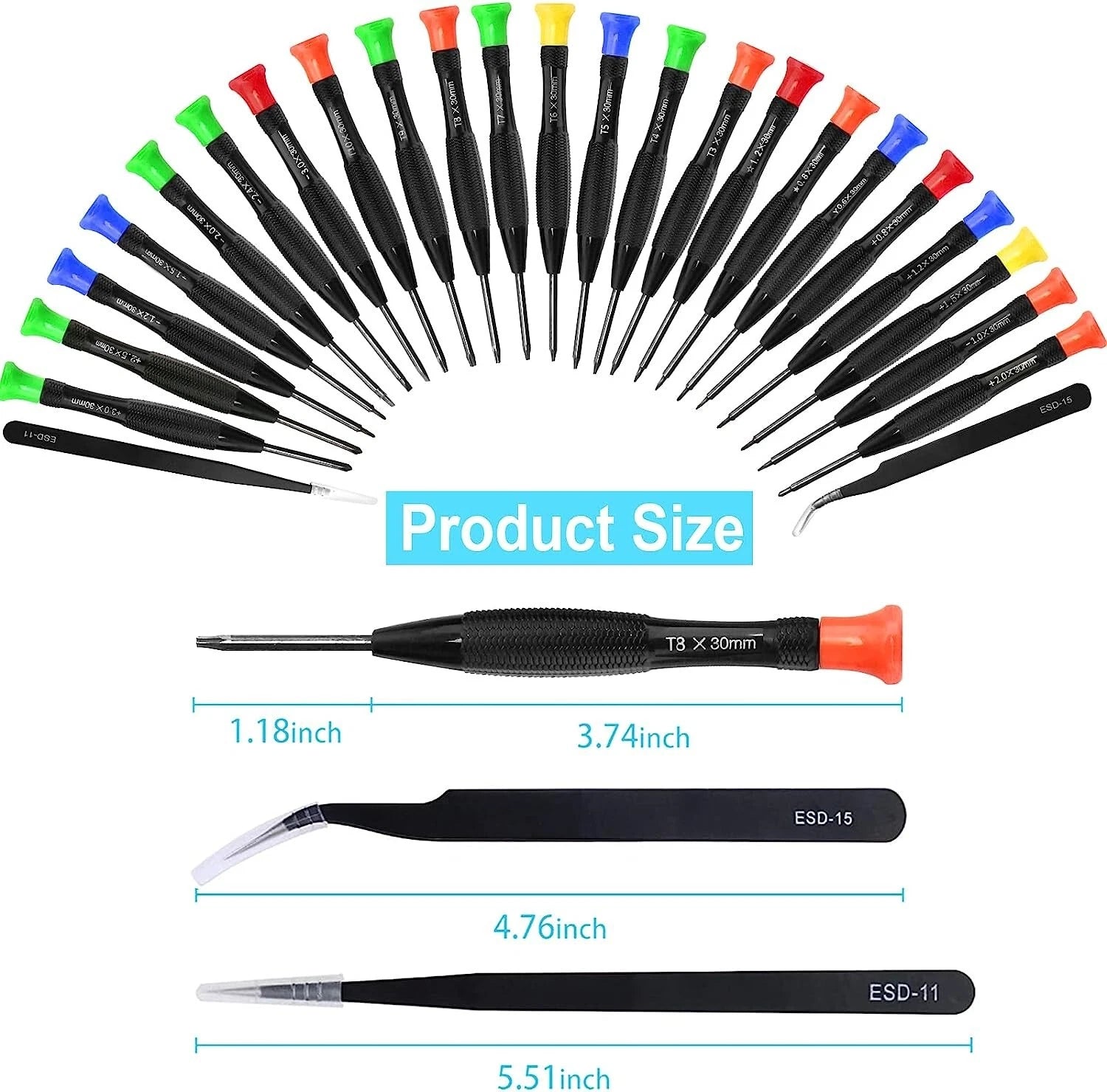 Precision Screwdriver Set, 25Pcs Small Screwdrivers Set Magnetic W/ Torx Flat