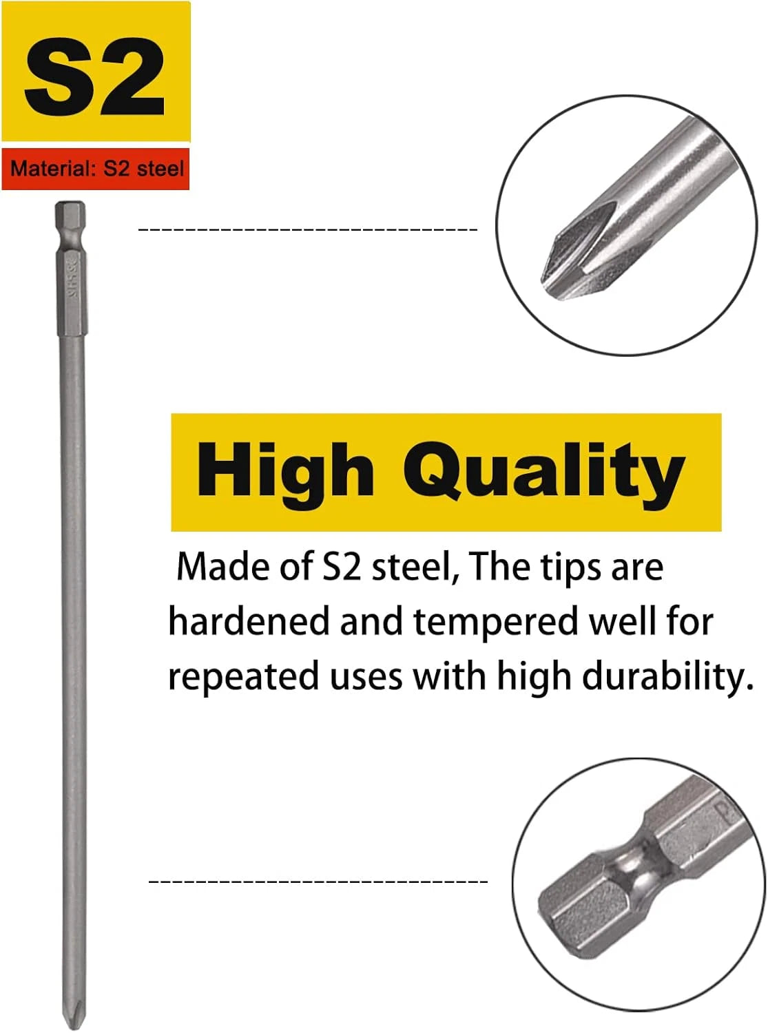 10 Pack Extra Long Phillips Screwdriver Bit Sets, 1/4 Inch Hex Shank Magnetic Sc