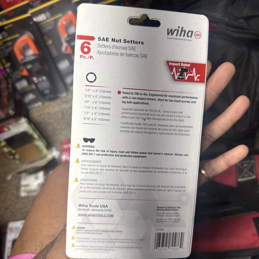 Wiha 6 in. Color Coded Magnetic Nut Setter Set Imperial OAL (6-Piece)