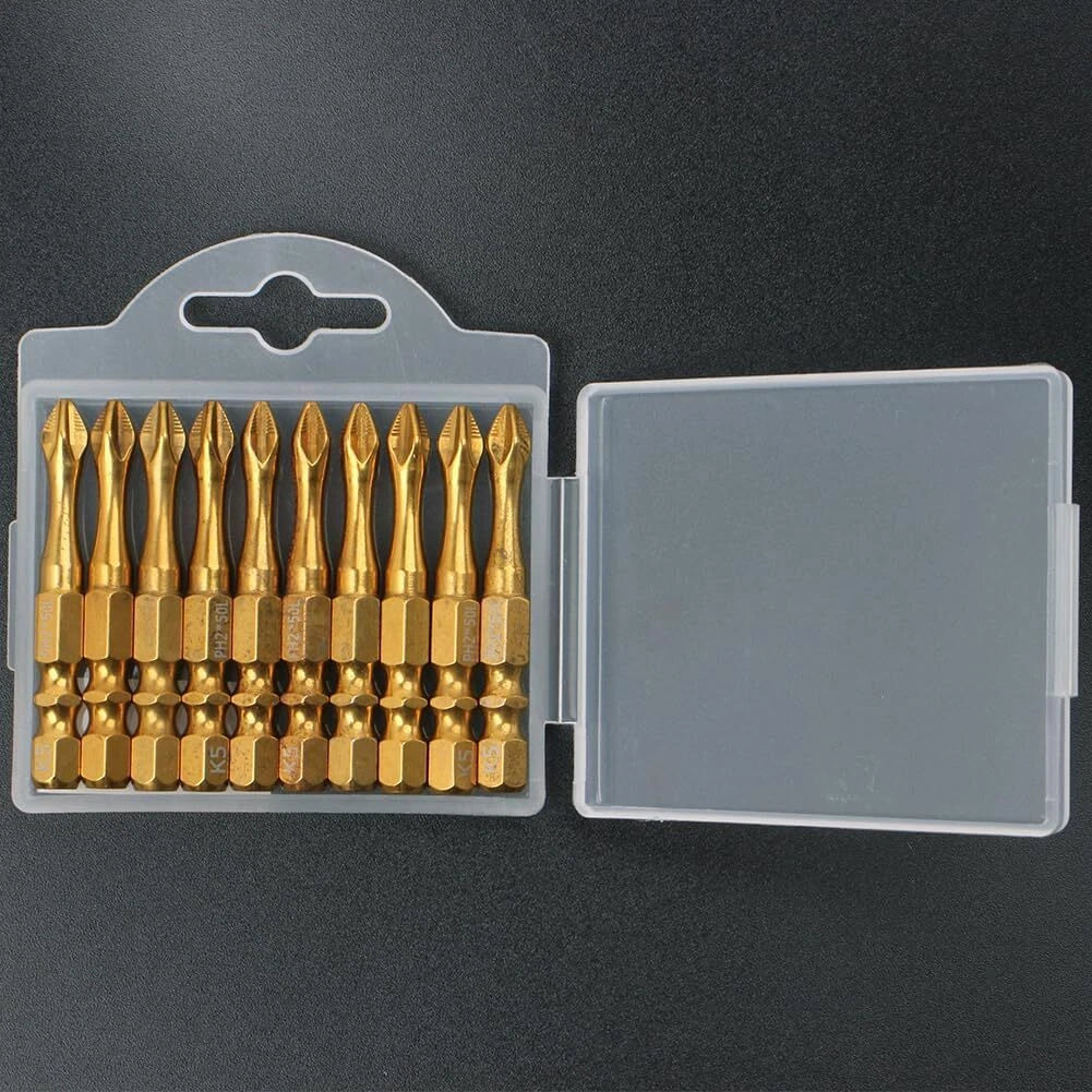 2" Titanium Coated Magnetic PH2 Screwdriver Bits Set #2 for Impact Drivers