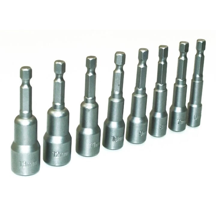 1/4" HEX MAGNETIC NUT DRIVER 8PC SOCKET METRIC IMPACT DRILL BIT SET 6MM TO 13MM