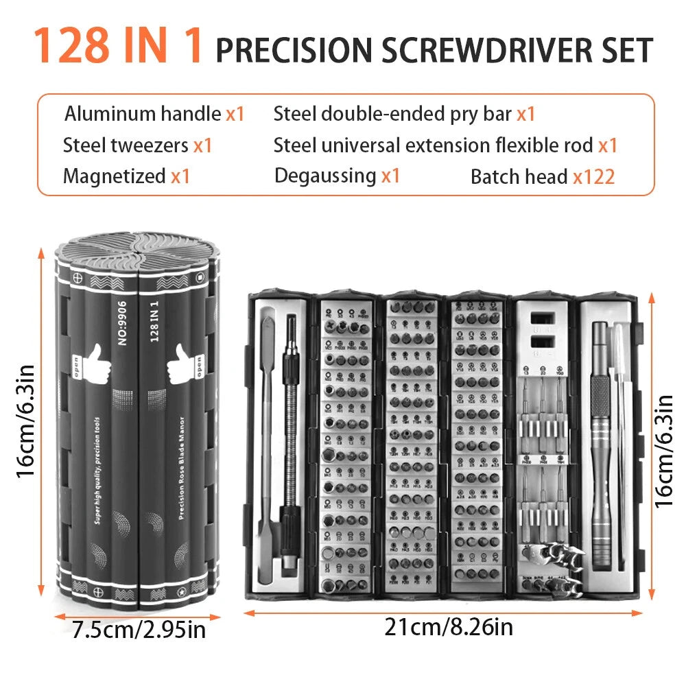 128 in1 Manual Precision Screwdriver Set Durable Wear Resistant Maintenance Tool-