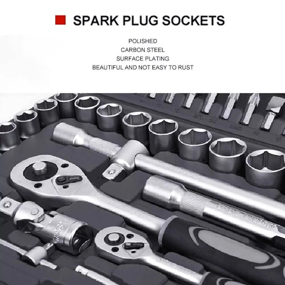 Socket Set 94 Pcs Ratchet Spanner Wrench 1/2" 1/4" Screwdriver Bits Tool Kit USA