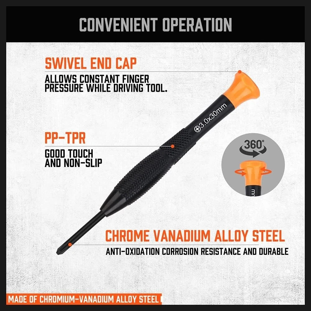 Mini 24-Piece Screwdriver Set - Phillips, Slotted, and Torx with Storage Bag