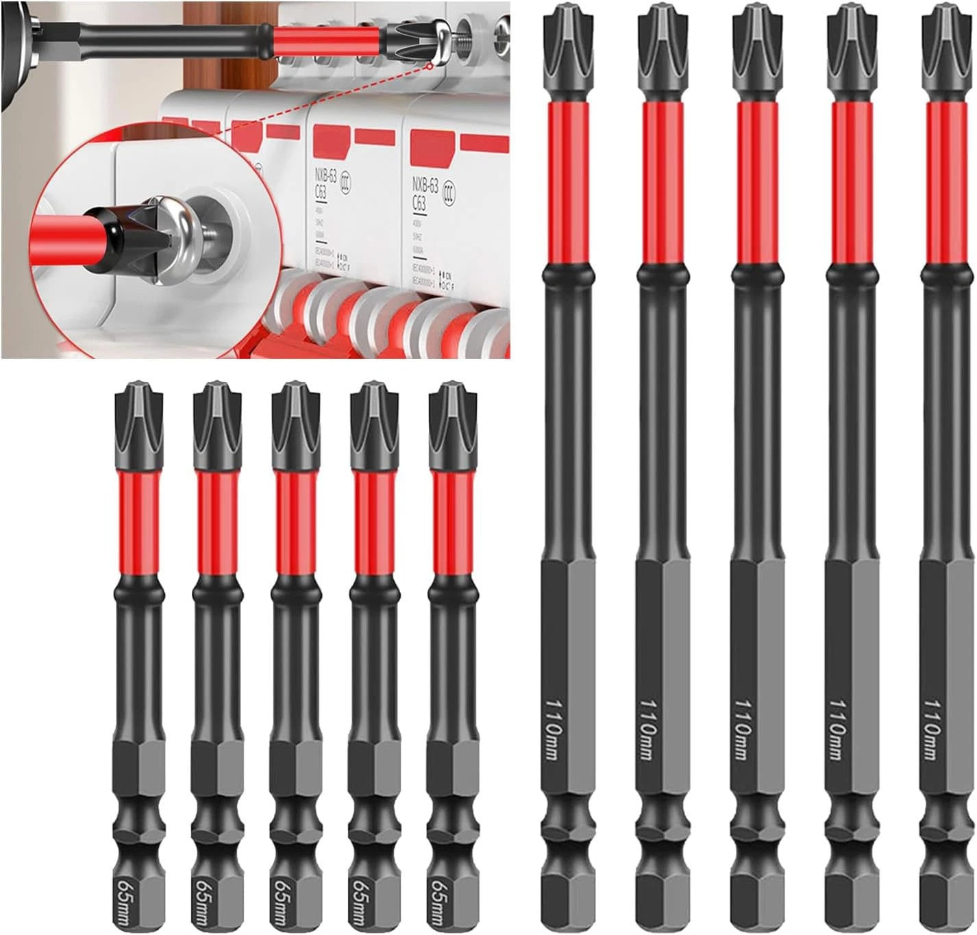 5-10pcs FPH2 Impact Screwdriver Bit Set-S2 Steel 65mm &110mm Slotted Heads US