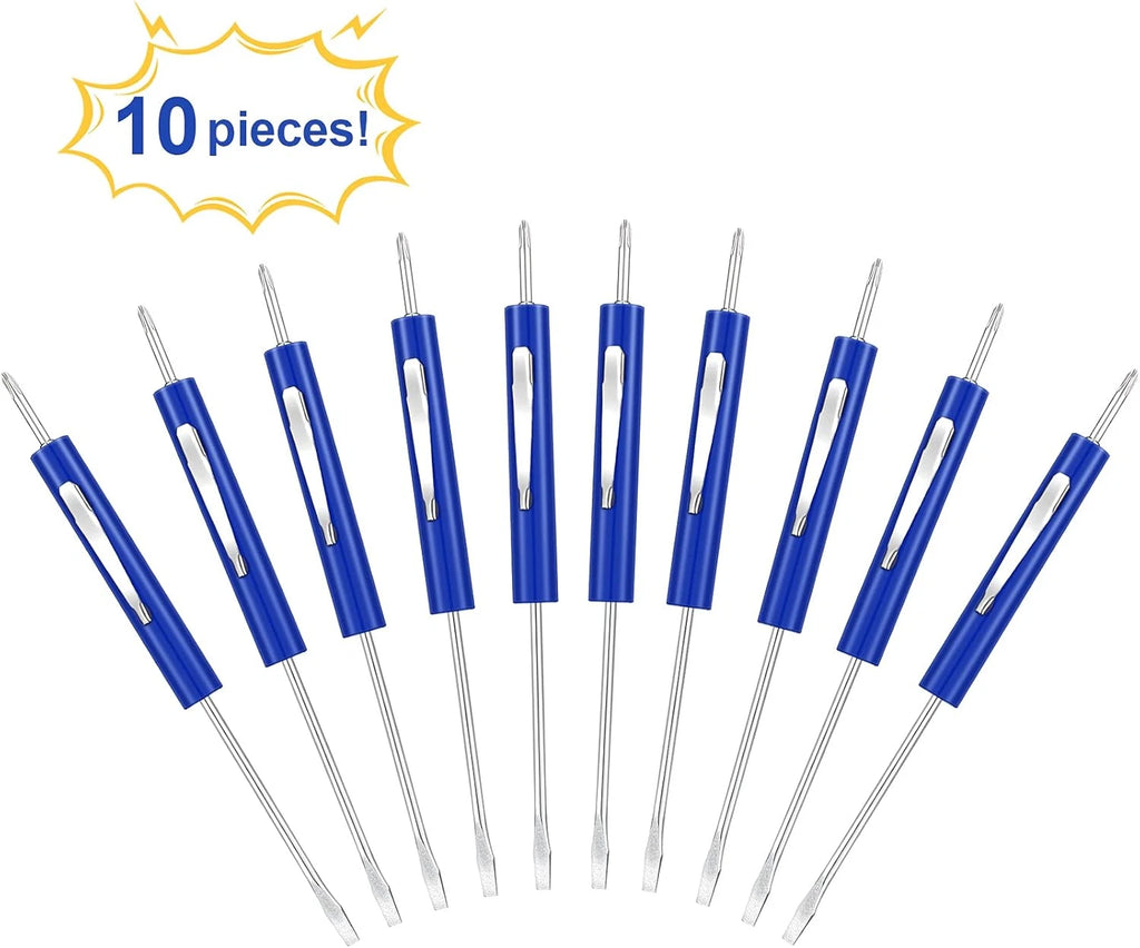 Zhehao 10 Pieces Pocket Screwdriver Set with Clip Double End and Slotted Blue Tw