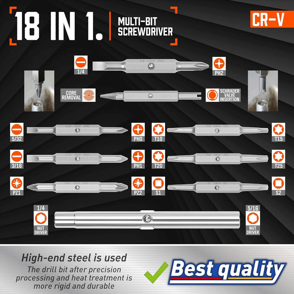 Amartisan 18-in-1 Multi-bit Screwdriver Set, Orange