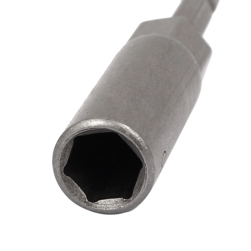 5pcs 81mm Length 1/4" Hex Shank 10mm Hexagonal Deep Socket Nut Driver Bit Gray
