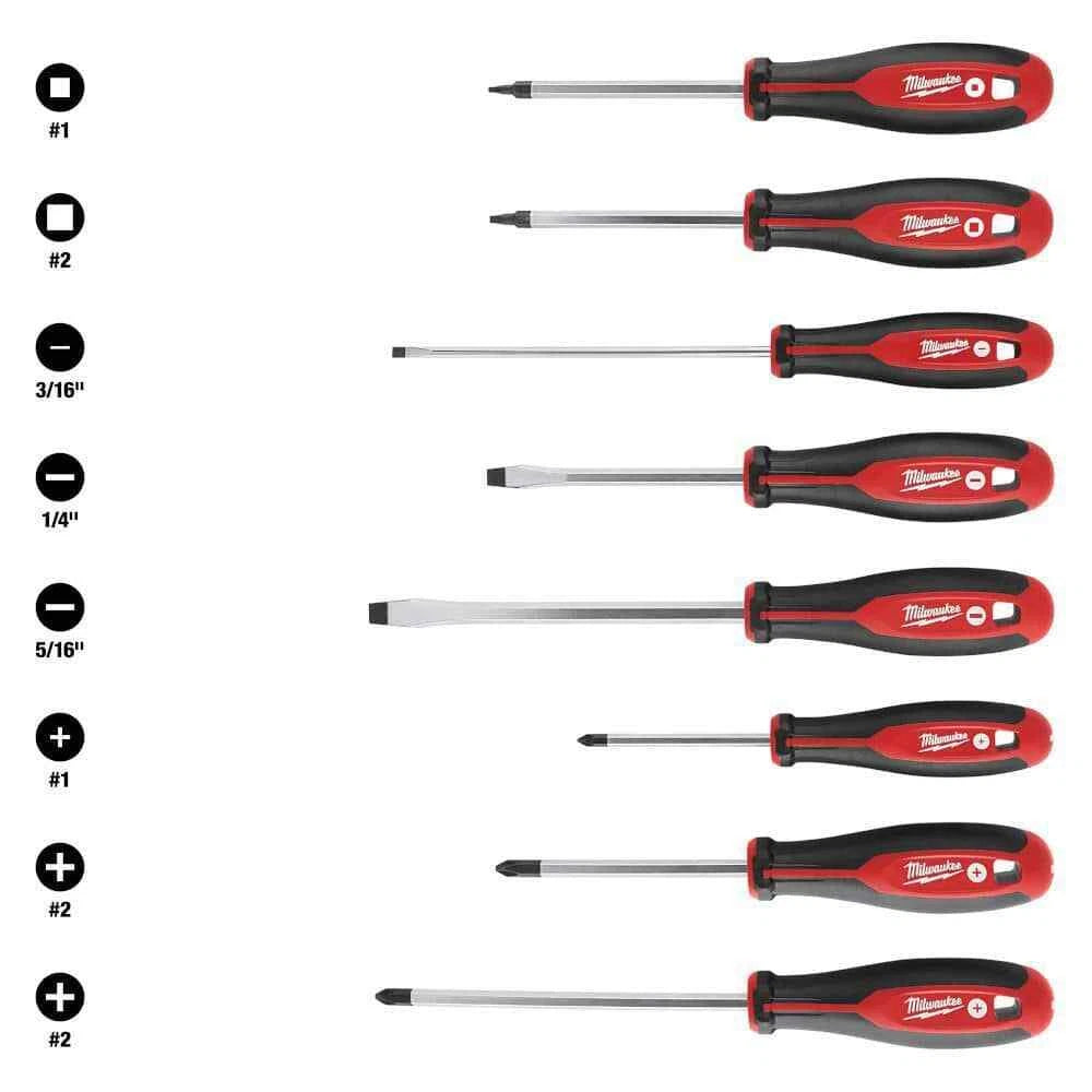 Milwaukee 8-Piece Screwdriver Set w/ Tri-Lobe Handle (2-Pack)