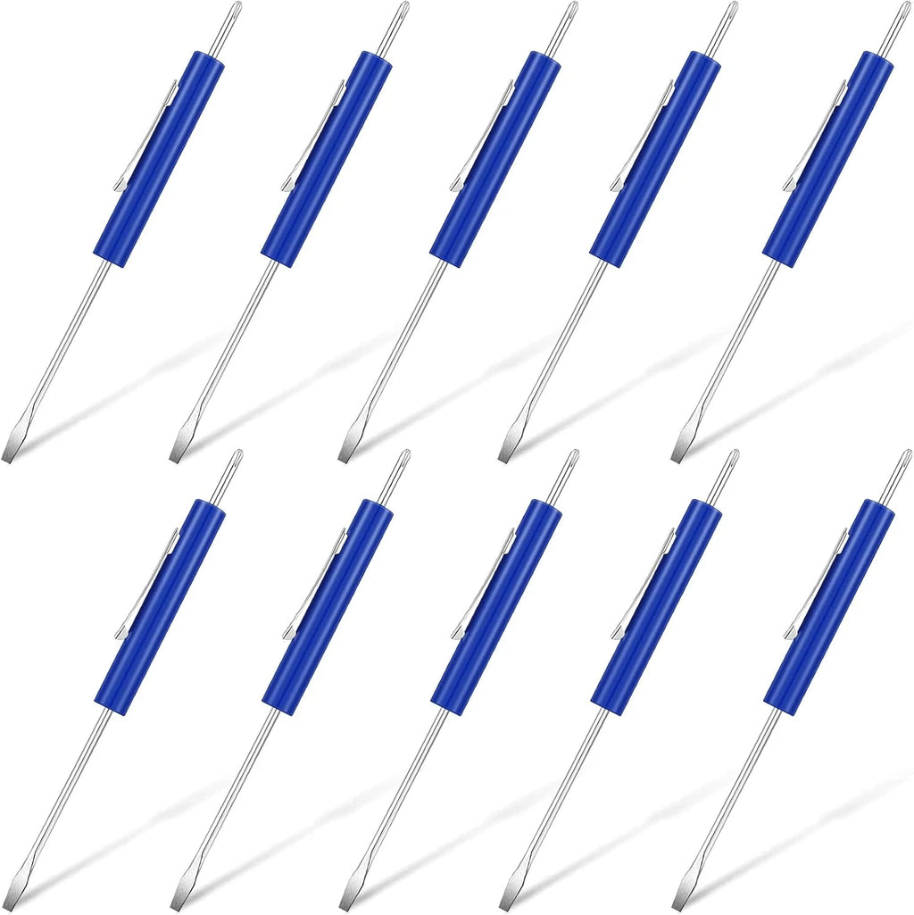 Zhehao 10 Pieces Pocket Screwdriver Set with Clip Double End and Slotted Blue Tw
