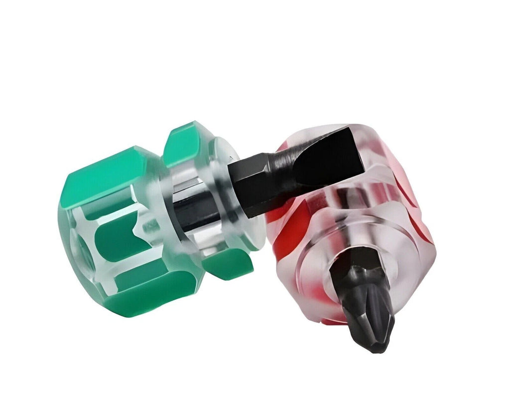 Mini Ultra Short Stubby Screwdriver Set 2 Pieces 1 Phillips, 1 Flat
