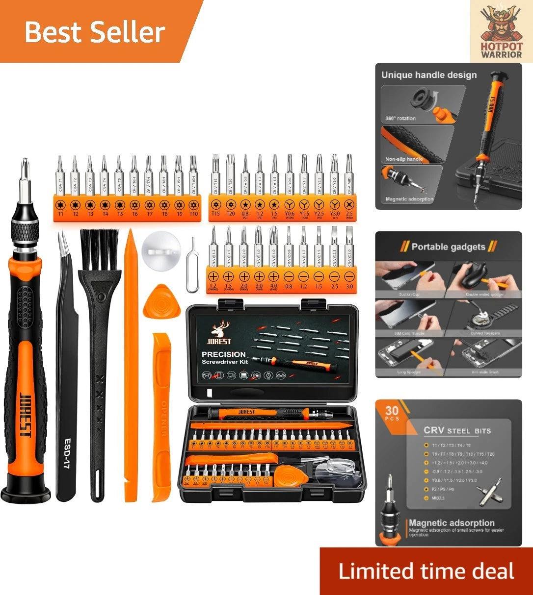 38-Piece Precision Screwdriver Set with Rotating Handle - Ideal for Electronics