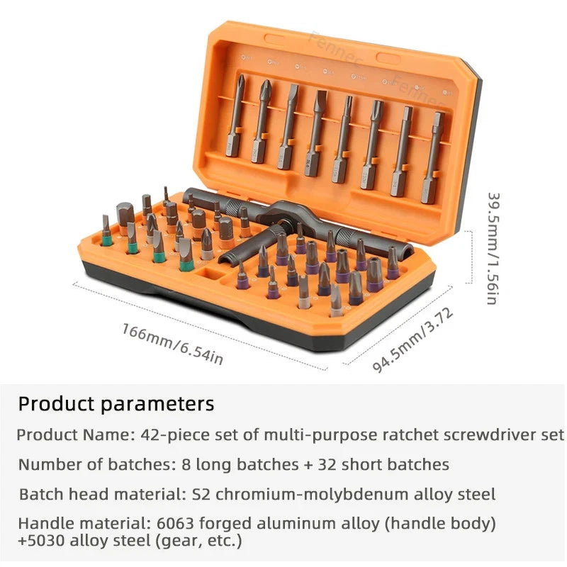 42-in-1 Precision Ratchet Screwdriver Set Portable Hand Tool Multifunctional