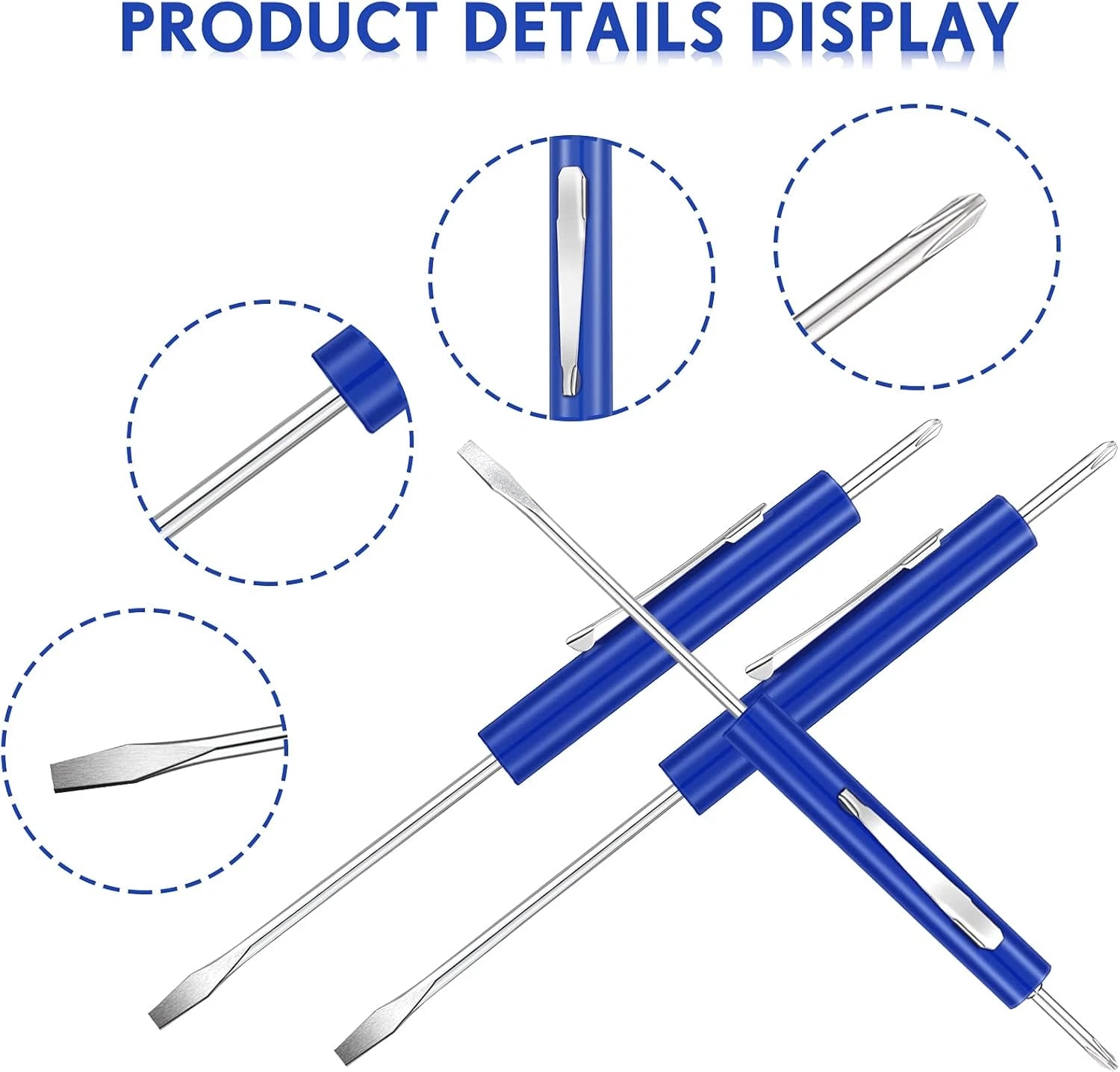 Zhehao 10 Pieces Pocket Screwdriver Set with Clip Double End and Slotted Blue Tw