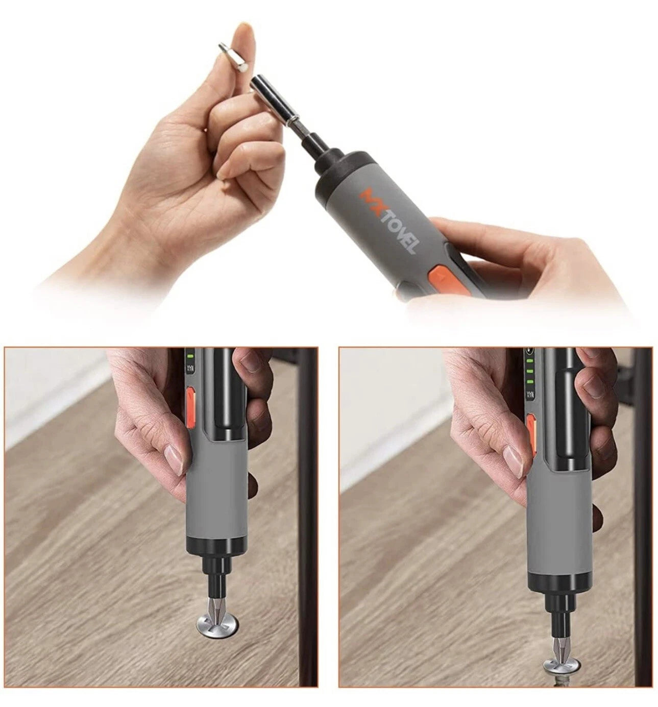 MX Tovel Hand Electric Screwdriver Kit - 4V Cordless Electric Screwdriver 26pc