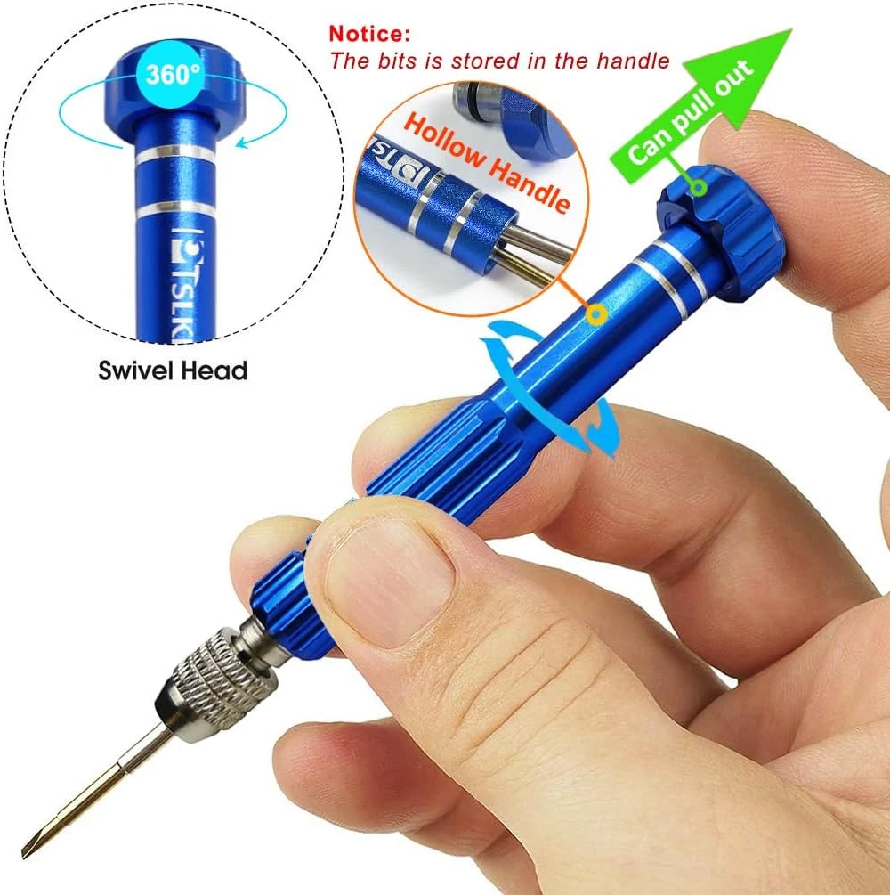 Eye Glass Repairing Kit, S2 Steel Screwdriver with 15 Types of Screws, Precision