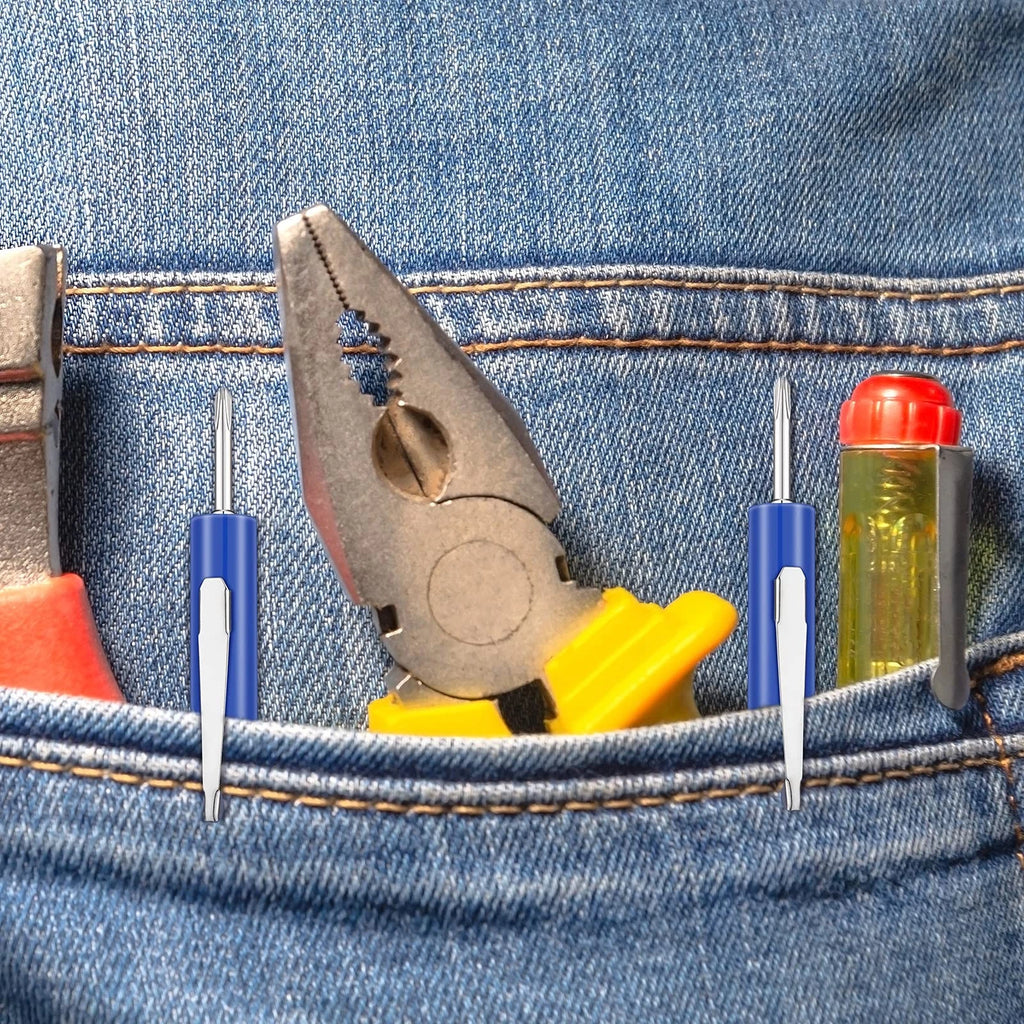 10 Pieces Pocket Screwdriver Set with Clip Double End and Slotted Two use Screwd