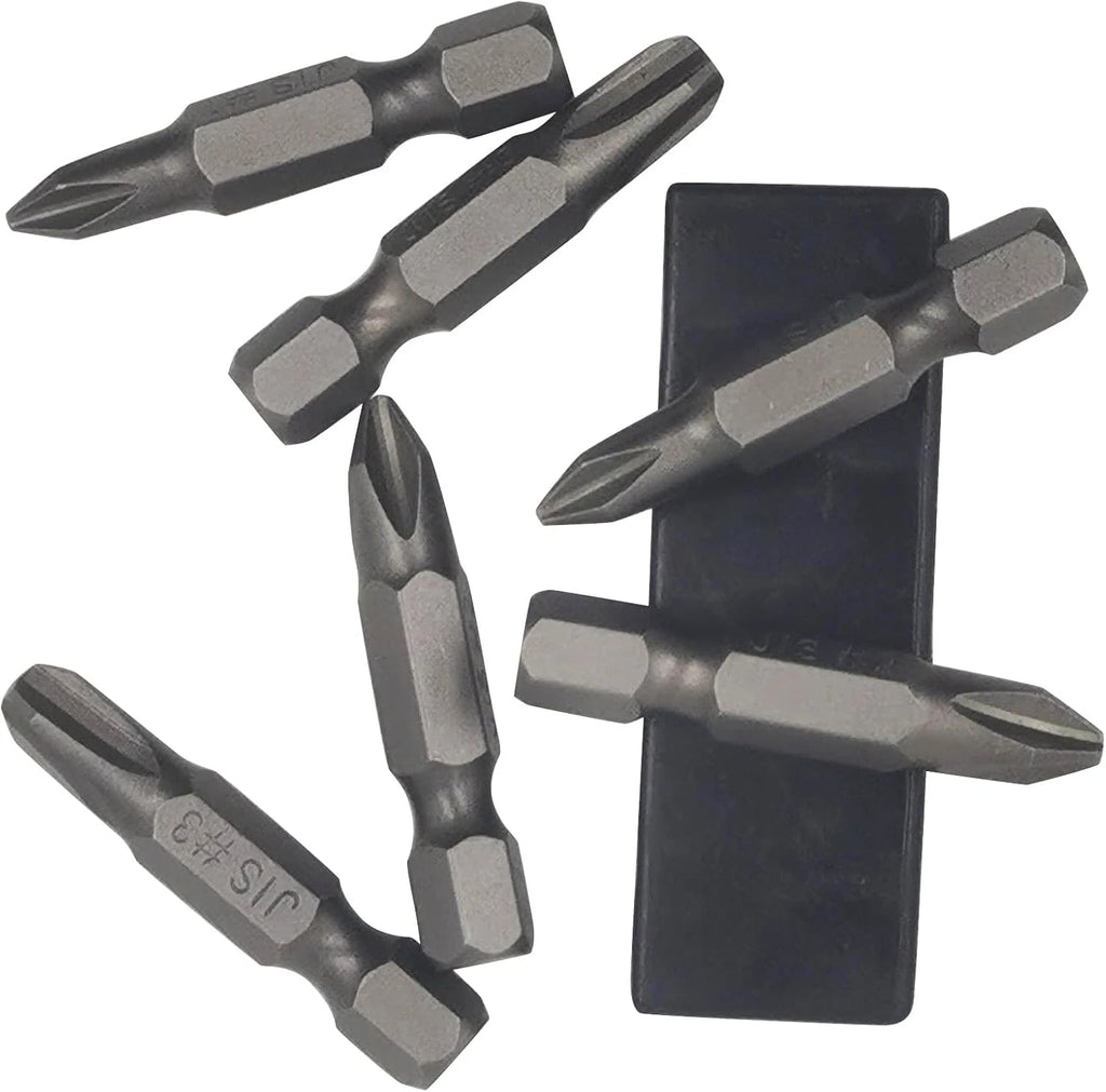 6Pcs 35Mm JIS Screwdriver Bit Set with Magnetic Tip, #1X2 #2X2 #3X2, Grey