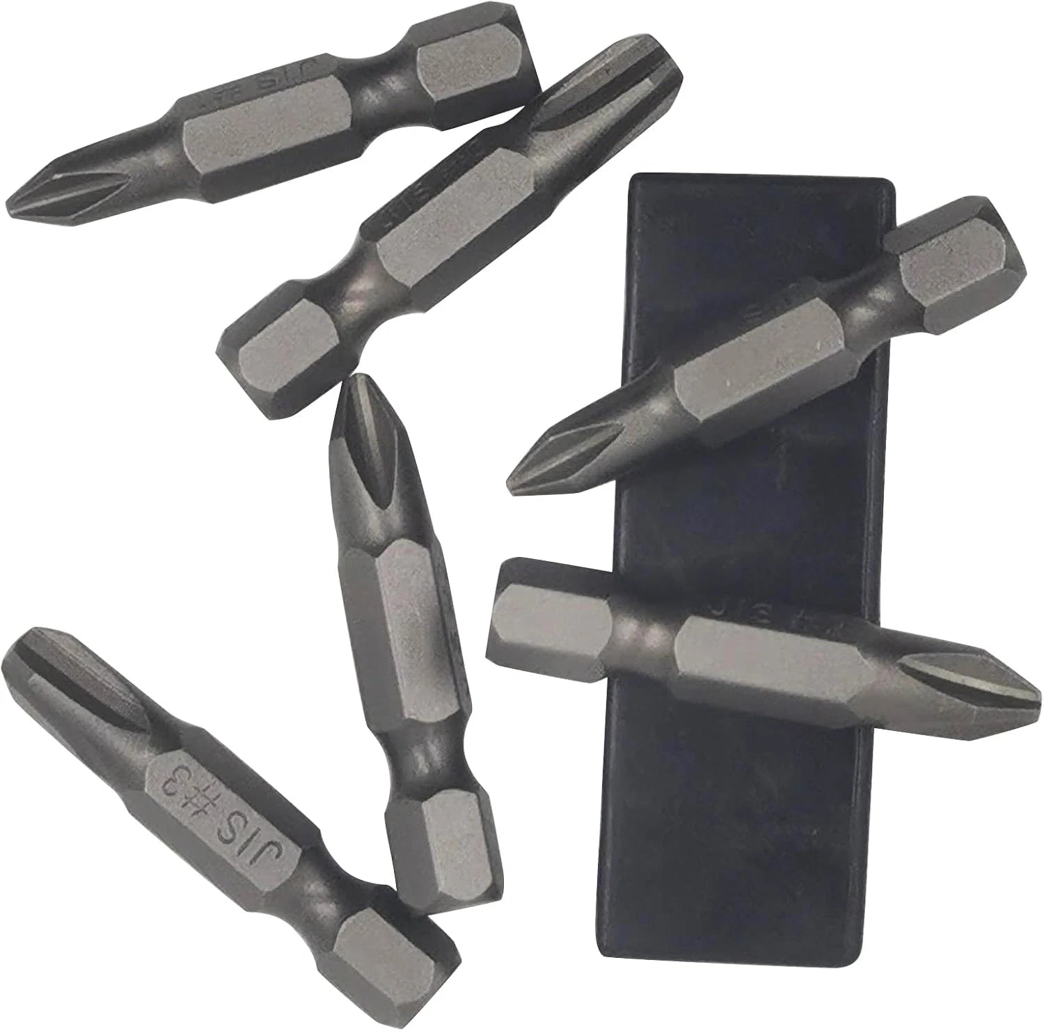 6Pcs 35Mm JIS Screwdriver Bit Set with Magnetic Tip, #1X2 #2X2 #3X2, Grey
