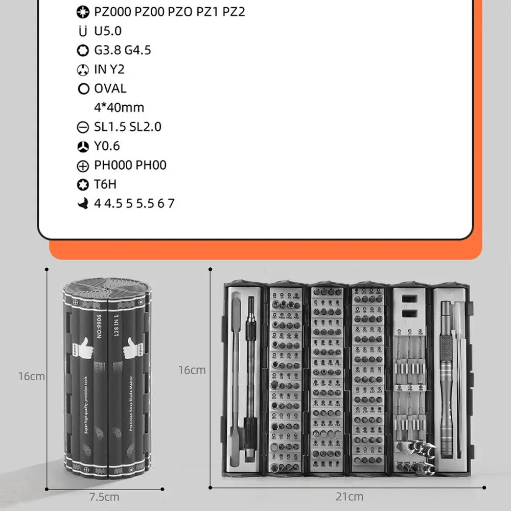 128 in1 Manual Precision Screwdriver Set Durable Wear Resistant Maintenance Tool-