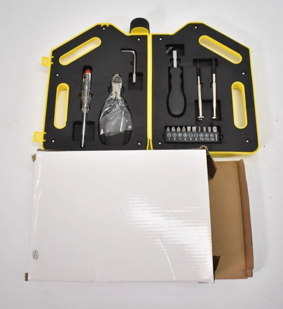 Tool Kit Screwdriver/Pliers Bits Set In Oil Brand Case Yellow For Decor