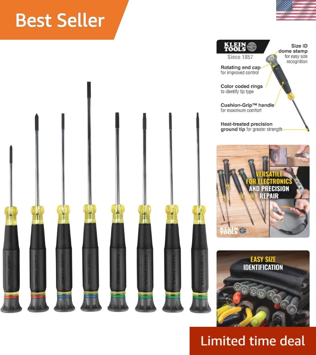 8-Piece Mini Precision Screwdriver Set with Cushion-Grip Handles for Electronics