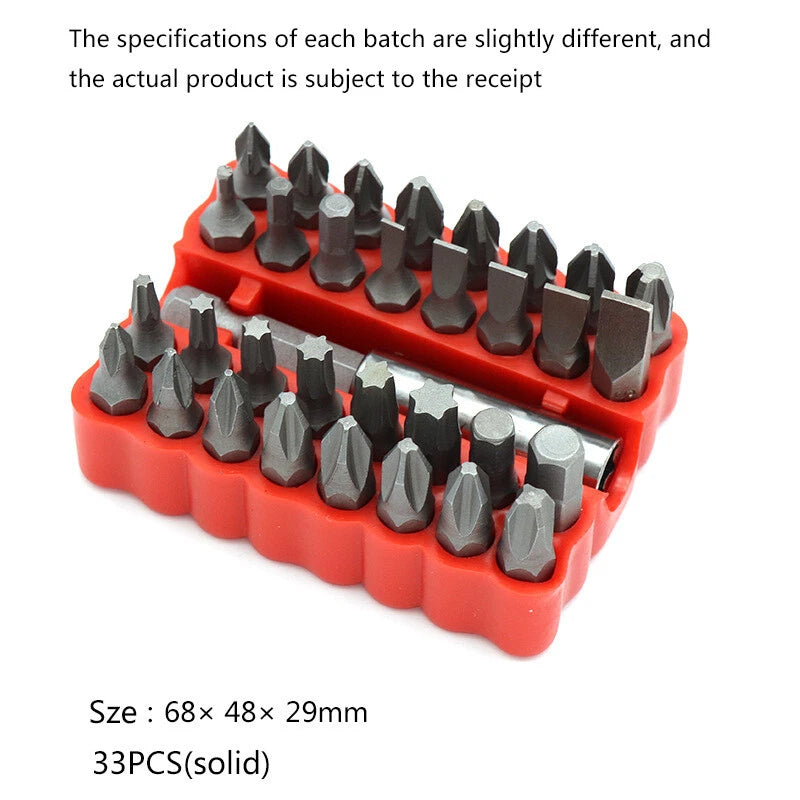 33Pcs Security Bit Set Tamper Proof Torx Spanner Screwdriver Star Hex Holder Rod