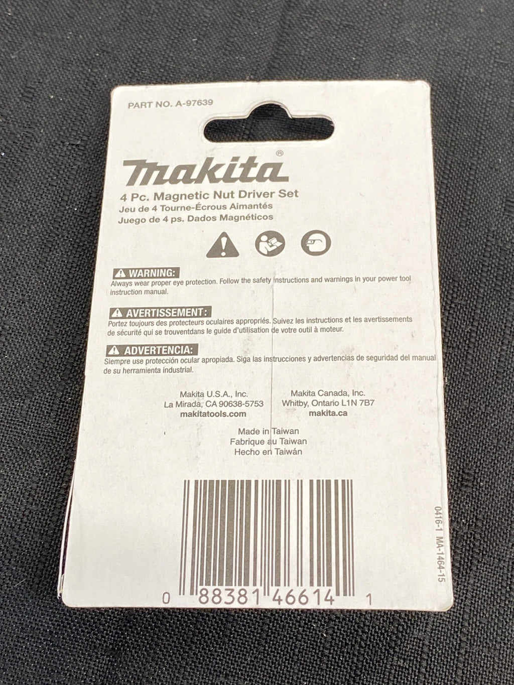 NEW Makita 1-3/4" Magnetic Nut Driver Set 1/4" 5/16" 3/8" 7/16" A-97639