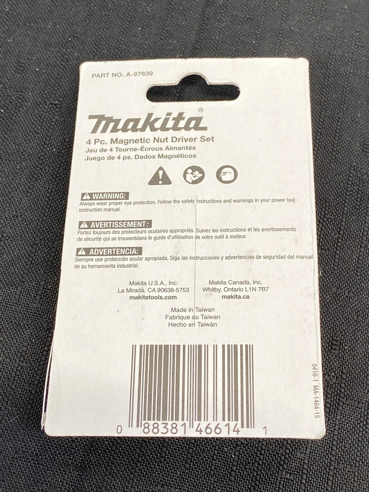 NEW Makita 1-3/4" Magnetic Nut Driver Set 1/4" 5/16" 3/8" 7/16" A-97639