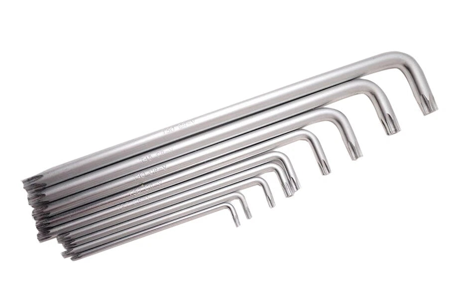 9pc 40CR Steel Tamperproof Torx Key Wrench Set (T10-T50) Extra Long Tip