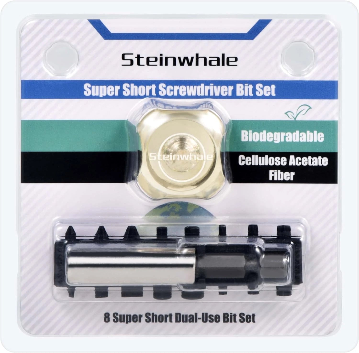 10In1 Short Stubby Mini Screwdriver for Tight Spots, Cellulose Acetate Fiber