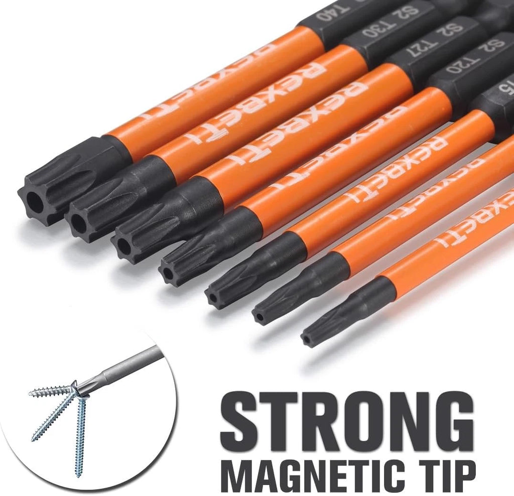 REXBETI 12 Piece Torx Head Screwdriver Bit Set, 1/4 Inch Hex Shank S2 Steel Magn