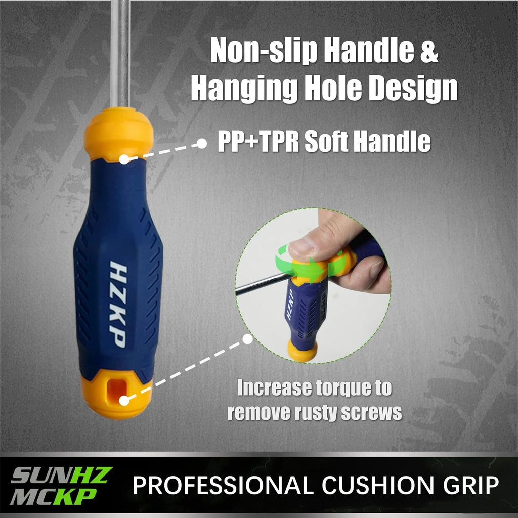 7-Piece Screwdriver Set, 3 Phillips and 3 Flat, S2 Steel with Wall Mount