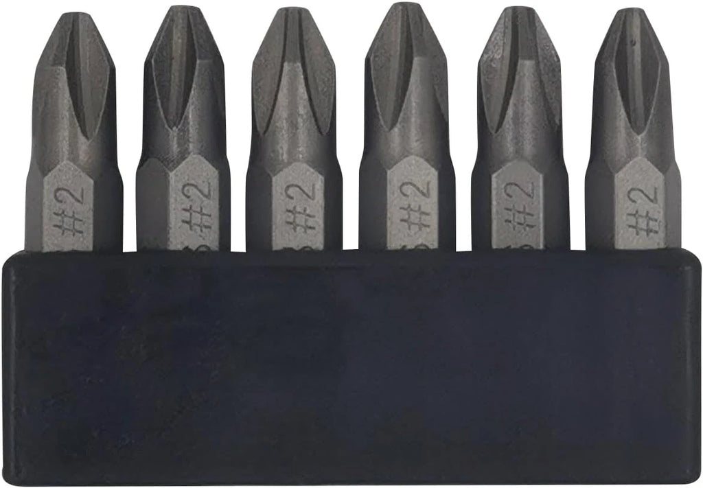 6Pcs 35Mm JIS Screwdriver Bit Set with Magnetic Tip, #1X2 #2X2 #3X2, Grey