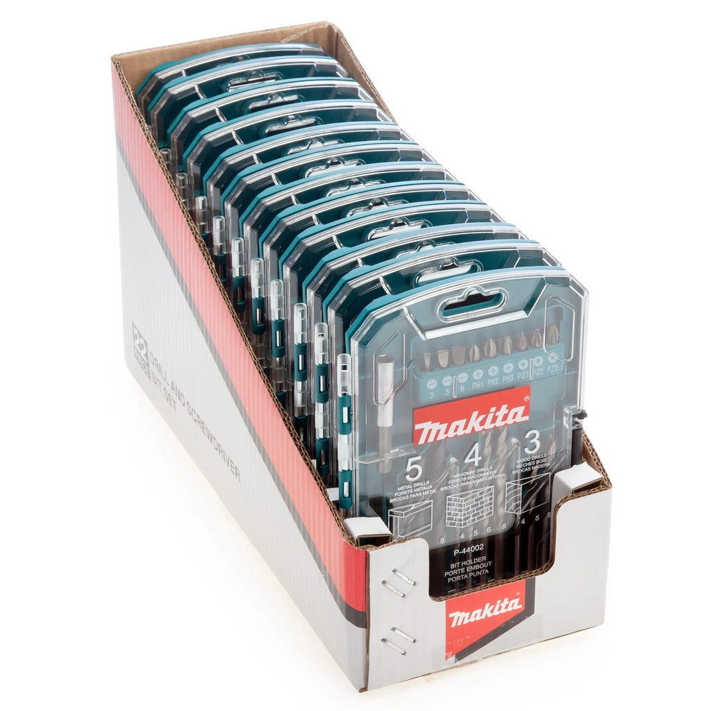 Makita Drill and Screwdriver Bit Set 22 Piece In A Plastic Case P-44002
