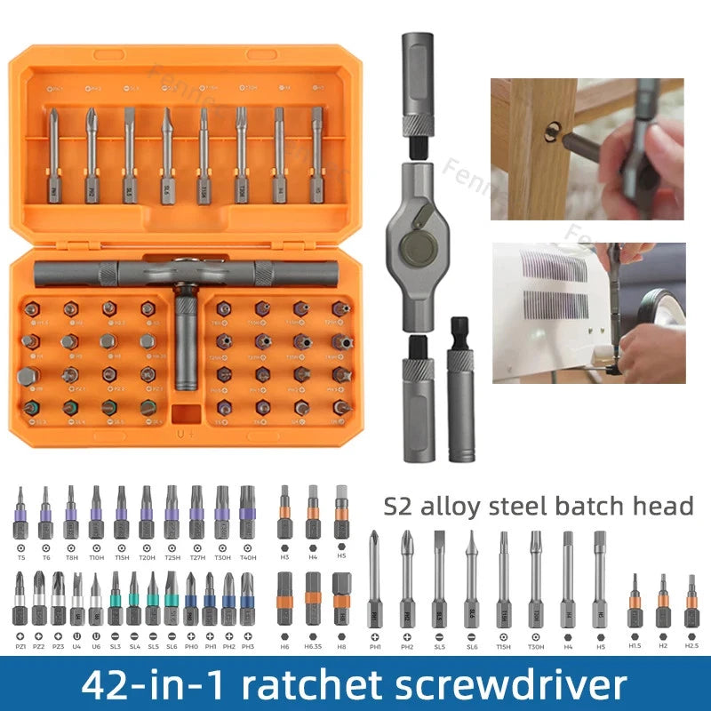 42-in-1 Precision Ratchet Screwdriver Set Portable Hand Tool Multifunctional