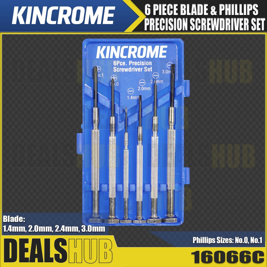 KINCROME 6 Piece Phillips & Blade Precision Screwdriver Set Storage Case 16066C
